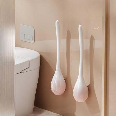 Toilet Brush, Household Wall-mounted Bathroom Toilet with No Blind Spots, Sitting and Squatting Toilet Cleaning, Long-handled Toilet Brush with Base