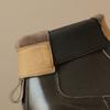 Fashion Women's New Autumn/Winter Round Head Genuine Leather Cowhide Elastic Mid Heel Thick Bottom Large Leg Chelsea Short Boots