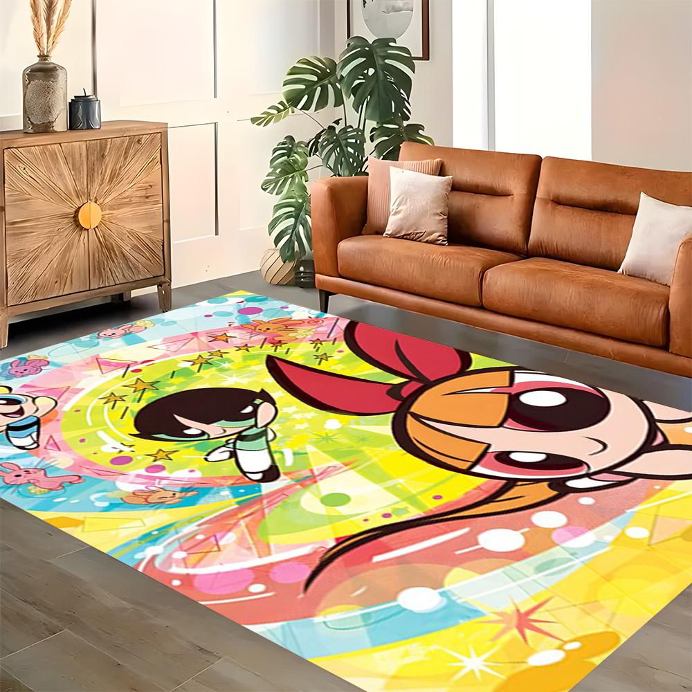 Powerpuff Girls Adventure rug for living rooms, bedrooms, home décor, and as gifts.