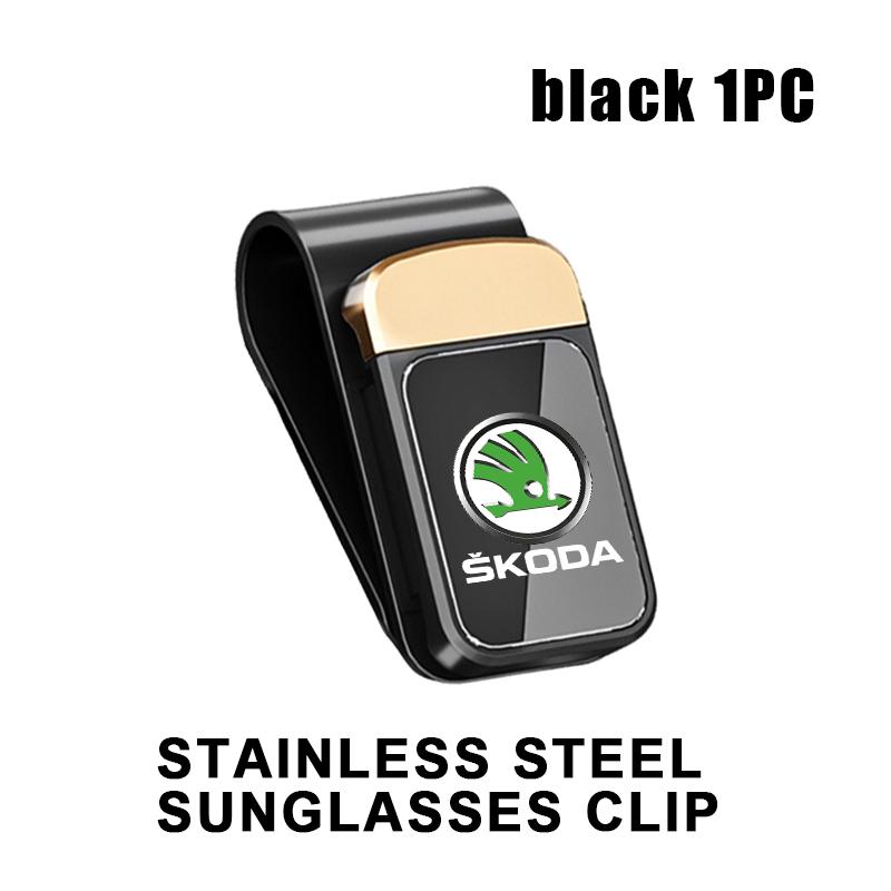 lbrgx4 Car Interior Sun Visor Eyeglasses Holder Sunglasses Clip For Skoda Fabia 1 2 Octavia a7 RS Superb Rapid Yeti Karoq Vision