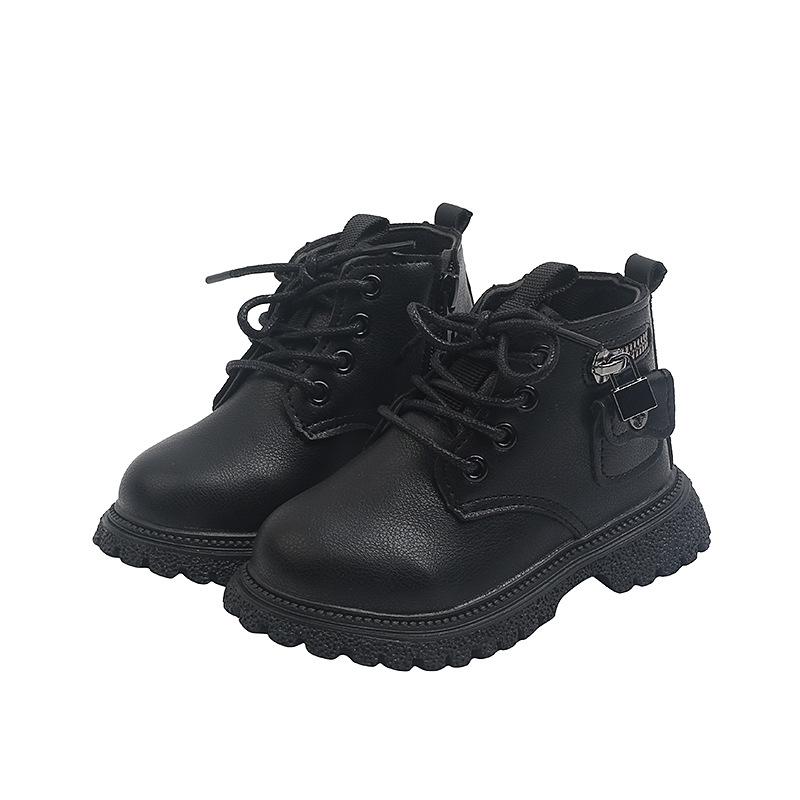 Girls Moto Boots Winter Autumn Little Boys Martin Boots British Style Fashion Children Pockets Short Boots Shoes