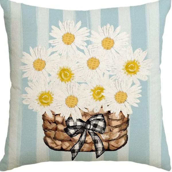 Year Daisy Flower Linen Pillow Case Home Decor Hydrangea Sofa Pillow Cushion