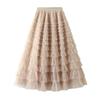 Fairy White Tulle Pleated Long Midi Skirt for Women - Spring/Autumn 2024 Collection.