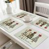4pcs Set, Christmas Tree Pattern Placemat Set Washable Dining Table Cushion for Kitchen Unit Decoration