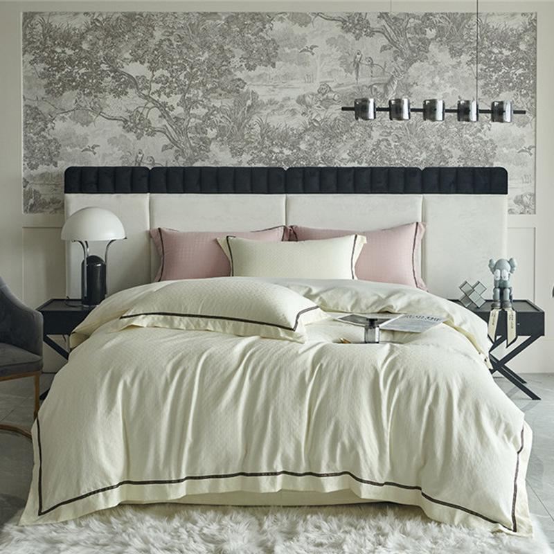 Pure Lust Style Cotton Type A Washed Long-staple Cotton Jacquard Four-piece Set 100 Count Four-piece Set