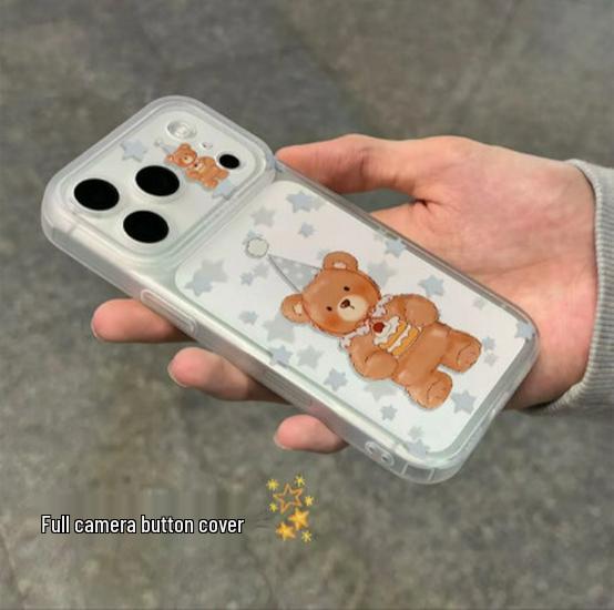 

Cartoon Soft Phone Case for Apple 17/16 Star Cake Bear 13/14/17 Pro Max with Integrated Button Apple 12 Pro Max