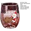 Klarer Borosilikatglasbehälter Doppelwandiger Glasbecher, mit Dekorationen im Stil von Weihnachtsmann/kleinem Baum/Stapel/Tasche, Geschirr für Familientreffen Treibsand