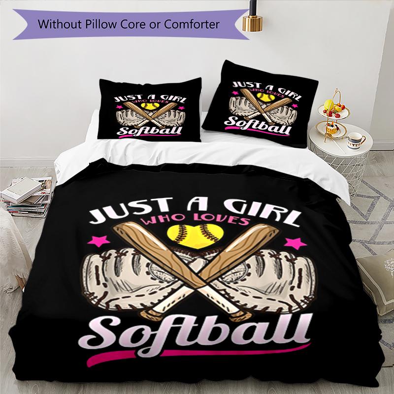 3pcs Baseball Bedding Set Duvet Cover Closure Includes 1 Duvet Cover & 2 Pillowcases, Soft and Comfortable for All Seasons.
