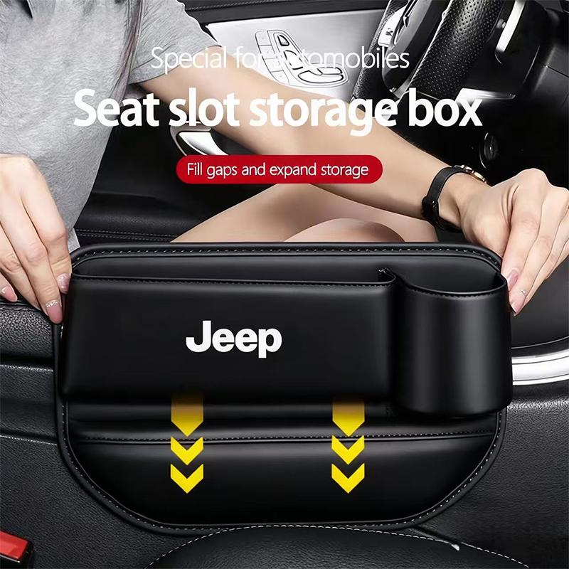 Leather Car Seat Gap Storage Box Gap Side Storage Box for Jeep JPB Renegade Wrangler JK Compass Grand Cherokee Gladiator
