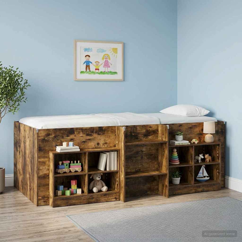 Kids Loft Bed 2 pcs Smoked Oak Wood Based Material