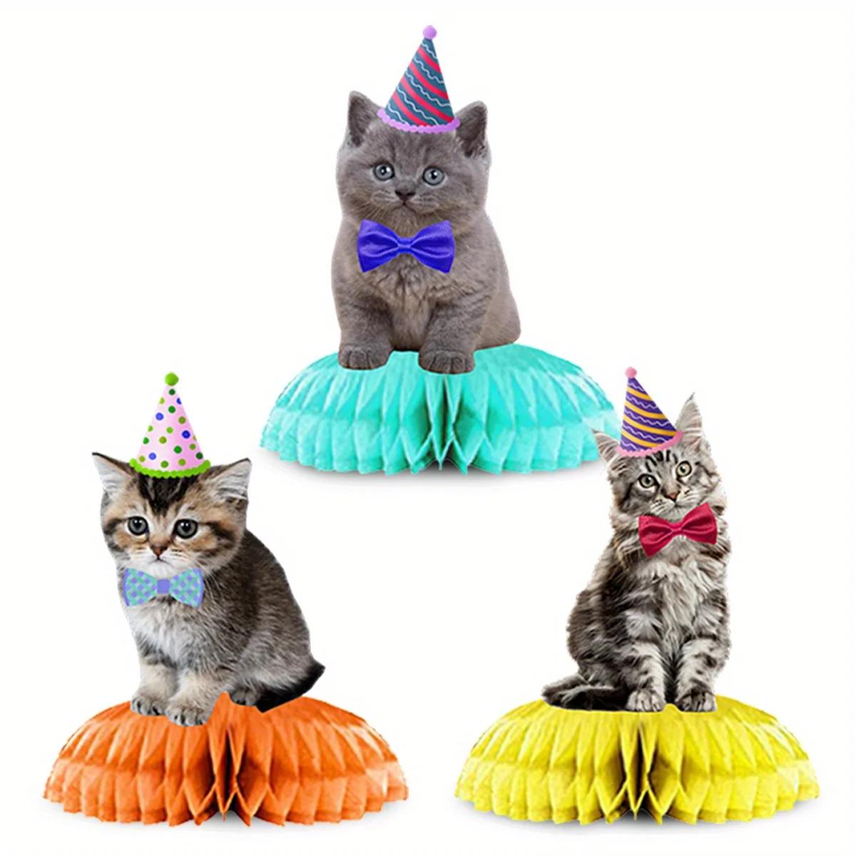 

3 шт. Пчелиные соты-подвески для домашних животных (кошек, собак) - Центральные композиции, Украшения для стола на тему Животных, для Детского душа, 1-го дня рождения детей