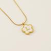 Stainless steel five-leaf clover 18K letter necklace high sense 26 shell letter pendant jewelry