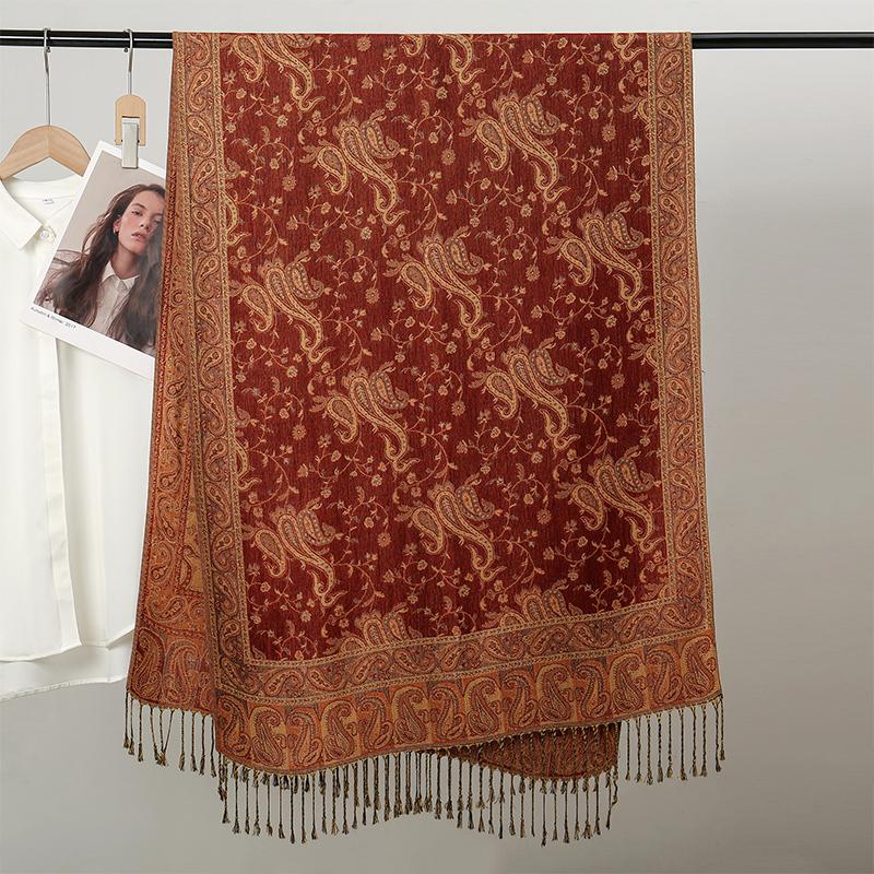 New Pashmina Women Scarf Bohemia Paisley Shawl Wrap Paisley Jacquard Flowers Cashmere Classic Tassels 70X190Cm