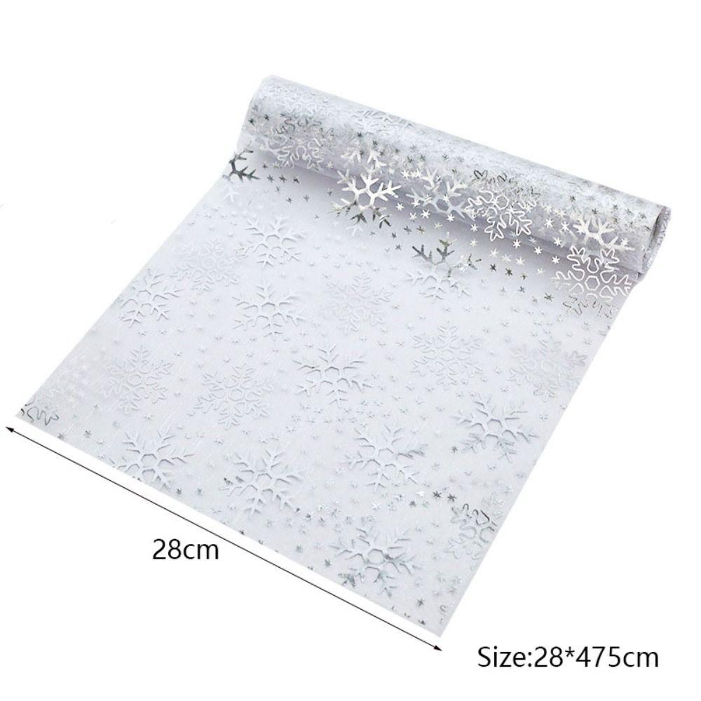 Household Snowflake Pattern Christmas Foil Table Runner Glitter Organza Tablecloth Translucent Rustic Tables Cover Banquet