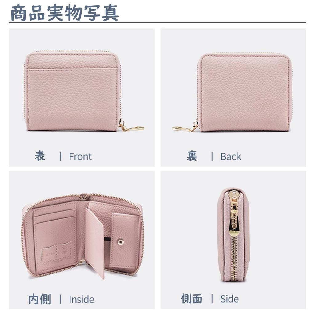 Echtes Leder Bifold Geldbörse für Damen, Kleines Reisepassetui, Kompakte Mini-Geldbörse, Ultraleicht, Niedlich, mit Münzfach (Rosa)