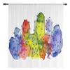Watercolor Lines Cactus Chiffon Sheer Curtains For Living Room Home Decoration Window Voile Tulle Curtain Drapes