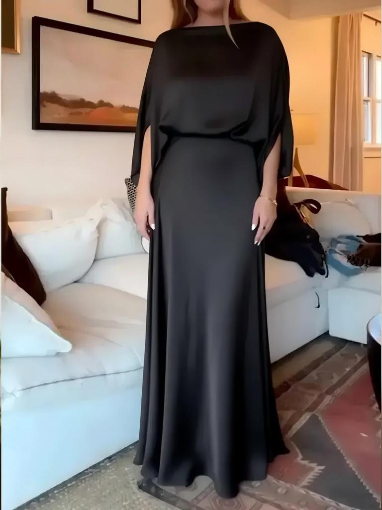2026 Elegantes Satin-Langes Kleid - Damen Einfarbig Frühling/Sommer Mode