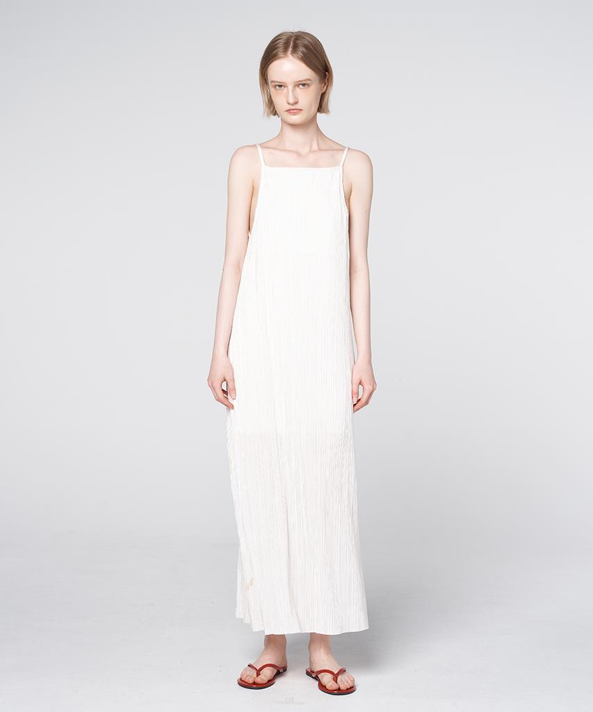 320SHOWROOM Pleated Slip Long Dress White