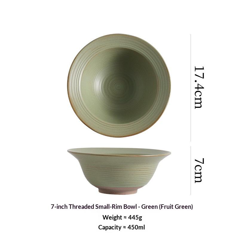 Japanese Noodle Bowl, Ceramic Conical Bowl for Ramen Commercial Restaurant, 8 Colors 7in Standard