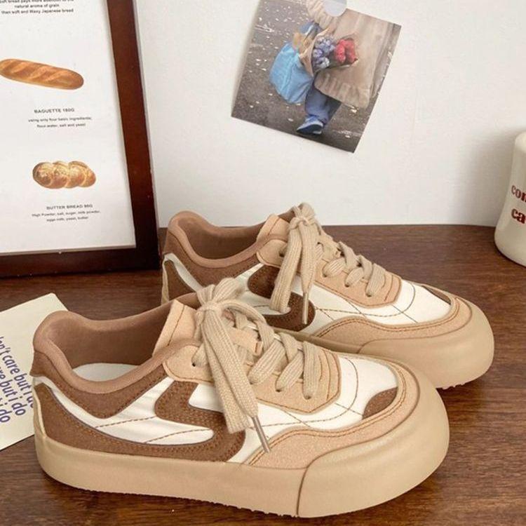 

маленькие белые туфли на толстой подошве женские новые студенческие универсальные нишевые кеды ретро суб 40 коричневый