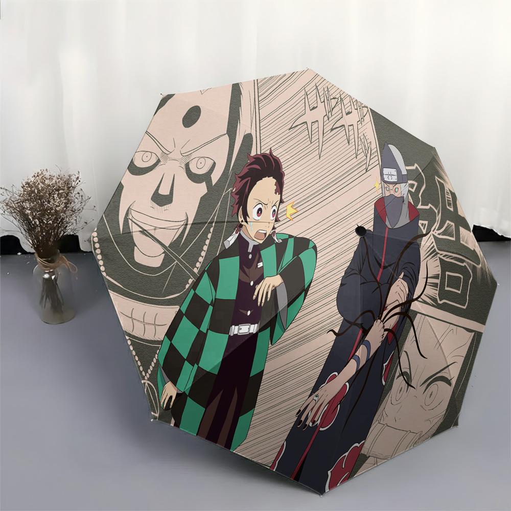 

Demon Slayer x Naruto Crossover Tanjiro Kamado vs Akatsuki Member Manga Panel Print Folding Umbrella - Premium Anime Peripheral (as the picture,Iron&8K)