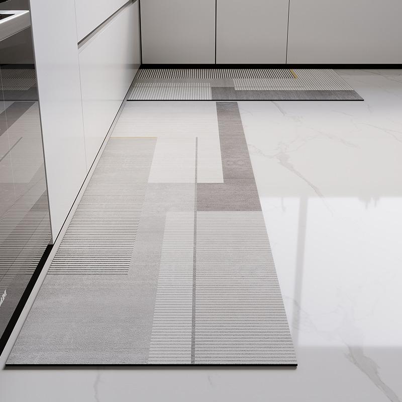 Rug for Kitchen Floor Mat Runner Long Carpet PVC Waterproof Leather Foot Mats Anti-slip Carpets Gray Home Decor Rugs