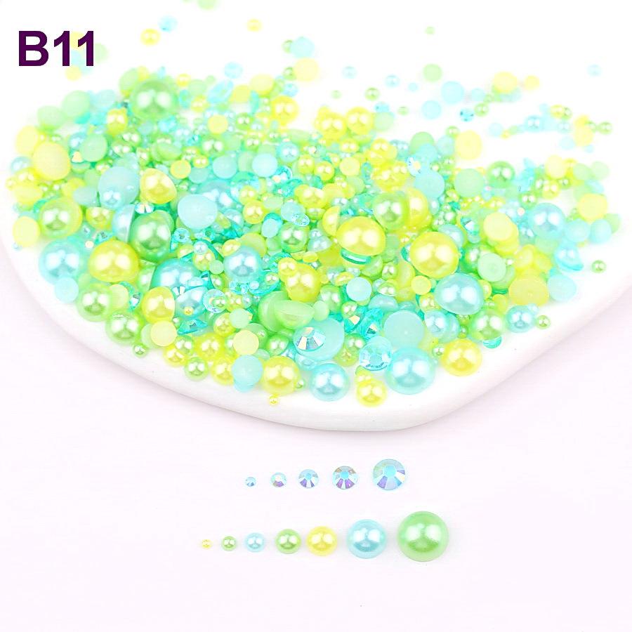 Mixed 2mm-10mm Half-Round AB Plated Resin Pearls - DIY Accessories