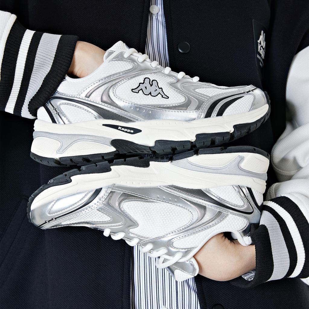 Kappa Stoff Synthetikleder 3M Reflektierend Dekonstruiert Y2K Retro Verschleißfest Atmungsaktiv Niedrig geschnitten Dad Shoes Unisex Sneaker Silber K0DZ5MC39-012