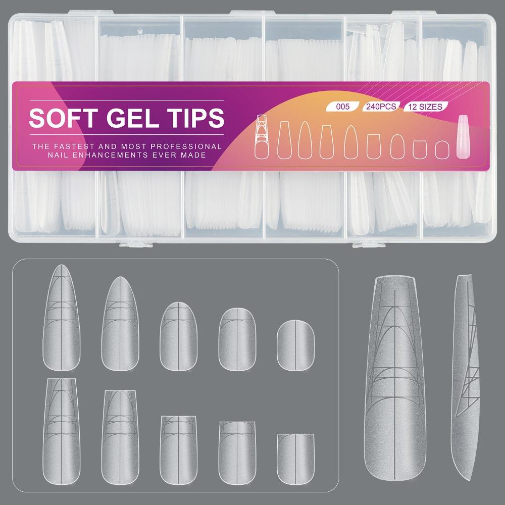 

No-Trace Nail Tips with Auxiliary Line False Nails for Profional Use in Nail Salons Style 05