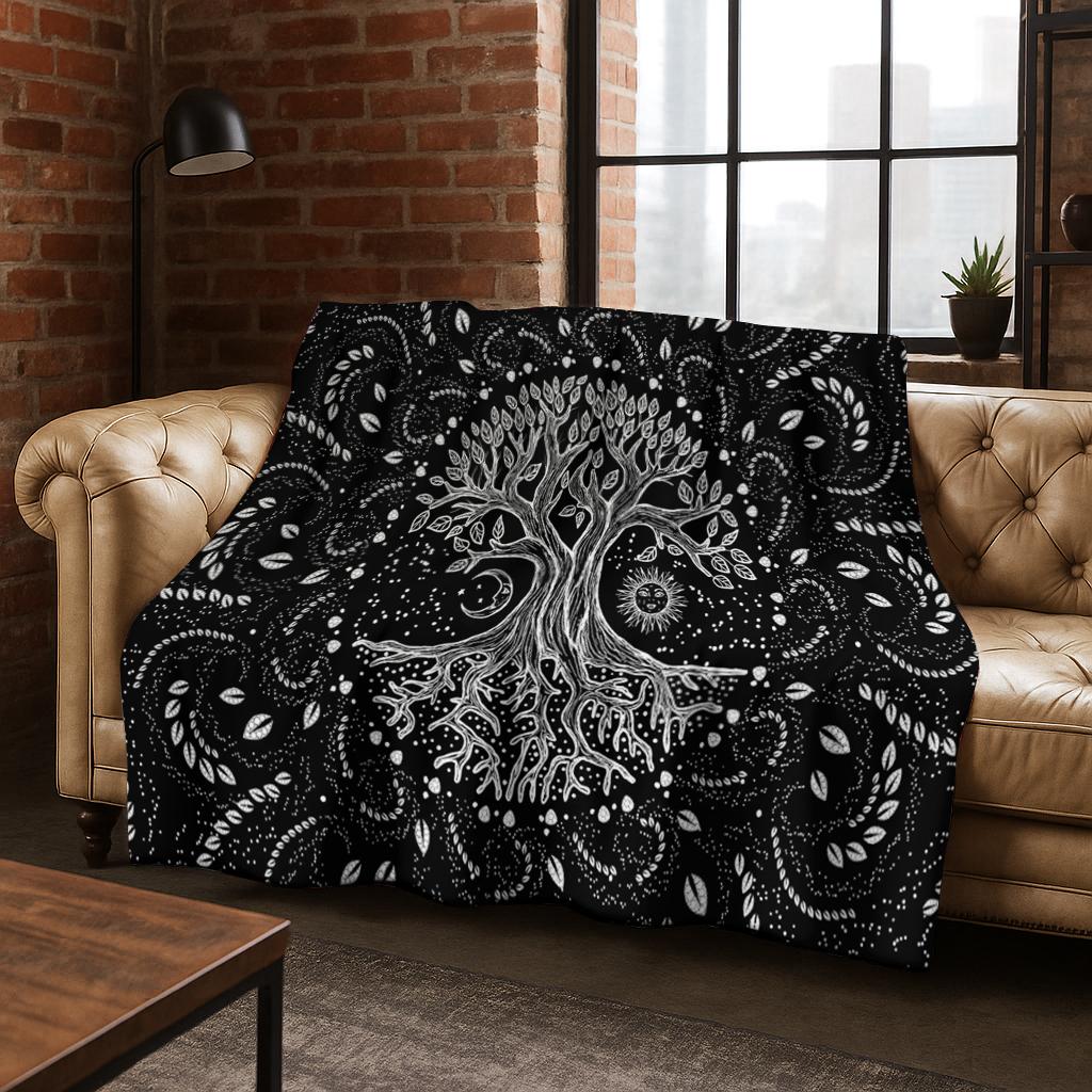 Nature Viking Yggdrasil Norse Tree of Life Flannel Blanket Soft Warm Blanket for Bedroom Room Living Room Travel Camping Picnic