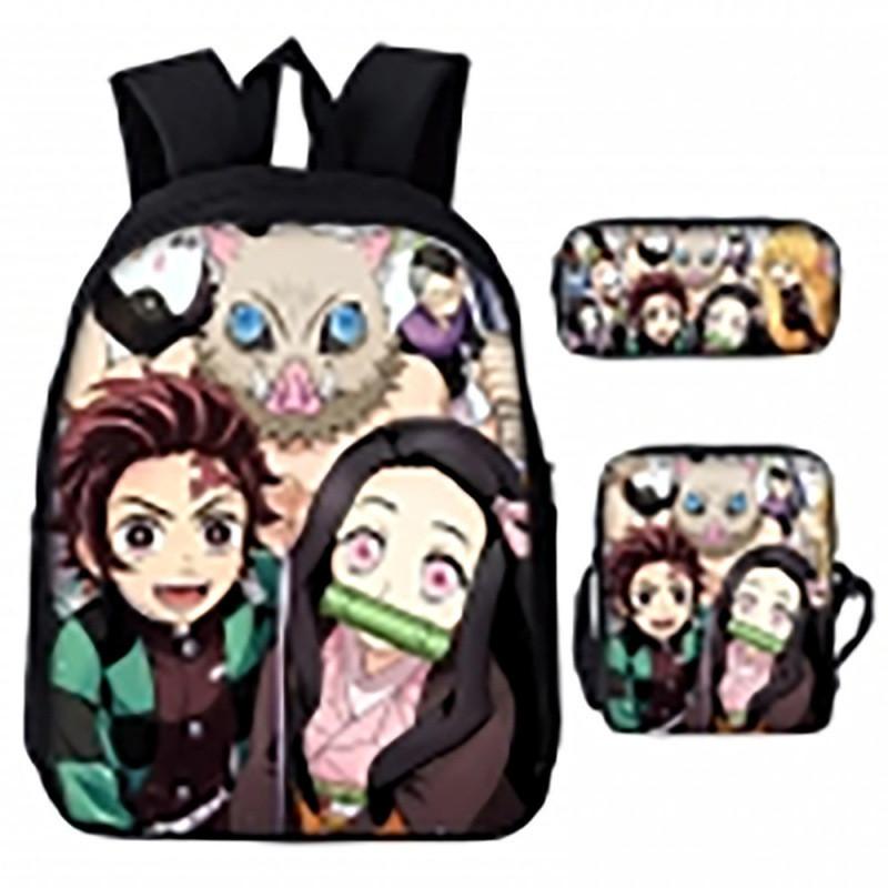 Demon Slayer Kimetsu No Yaiba Backpack Set With Breathable Polyester For School And Travel