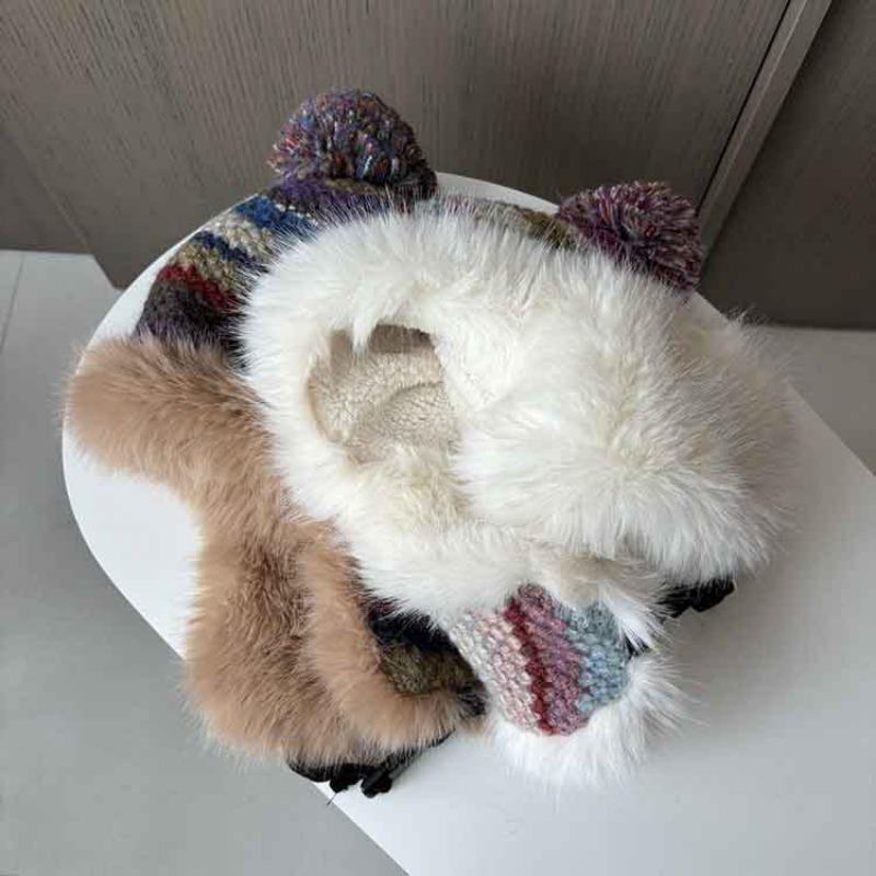 Women S Cute Plush Winter Warm Knit Scarf Retro Colorful Striped Neck Scarf