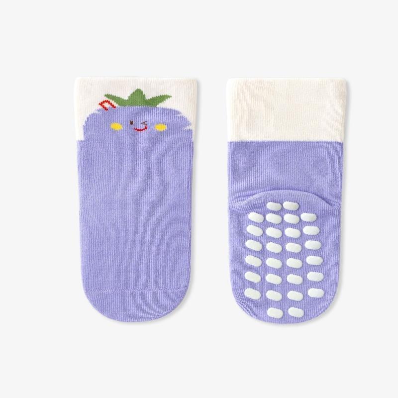 

Toddler Walking Socks Anti slip Baby Floor Sock Mid Tube Socks Cute Cartoon Kids Cotton Sock Newborn Home Footwear Spring Autumn S фиолетовый