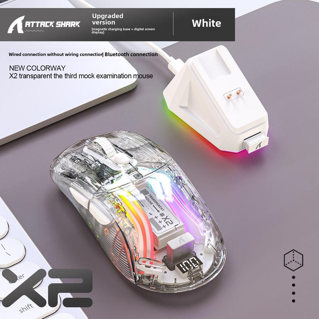 Attack Shark X2PRO RGB Luminous Wireless Bluetooth Transparent Gaming Mouse with Screen