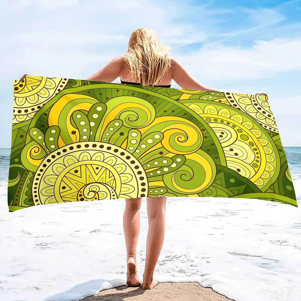 Botanical Floral Beach Towel Microfiber Vintage Flower Bath Towel for Sport Swim Quick Dry Kitchen Hand Towels Bikini Cover Up