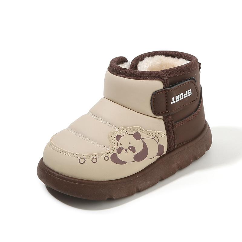 Winter baby shoes with plush lining, solid color toddler shoes, winter boys' non-slip cotton shoes, girls' soft-soled cotton shoes