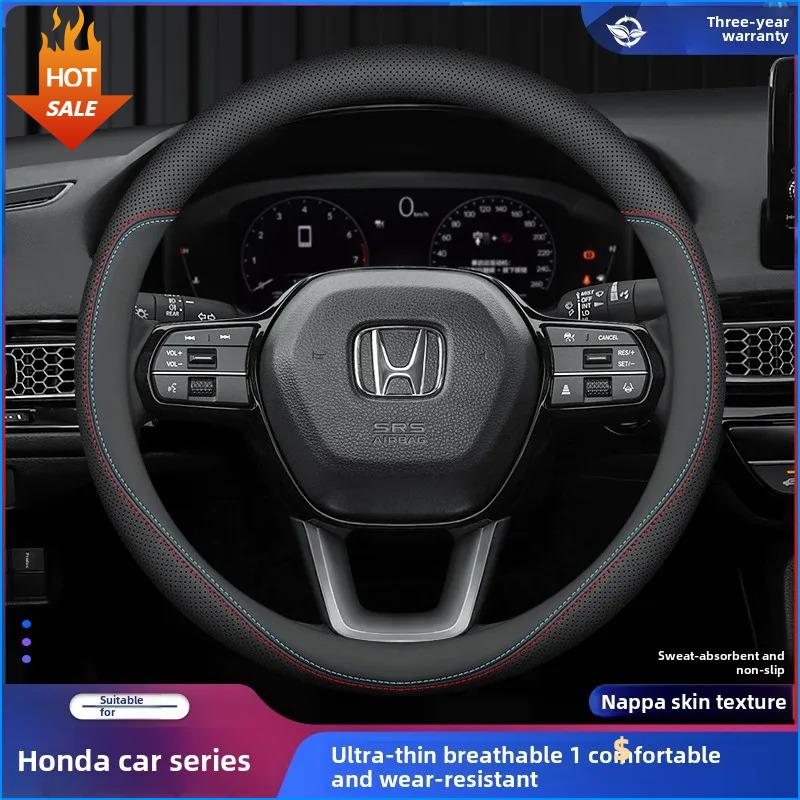 AAAKM1 Leather Car Steering Wheel Cover for Honda CRV Ridgeline HRV Prologue Civic URV Accord ZRV CRV WRV BRV Auto Interior Accessories