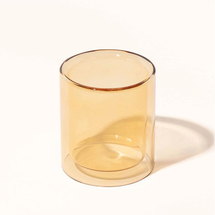 Customized Colored Glass Double Wall Candle Vessel Jar for Gift Candle Making Heat Resistant Glass Candle Holder (as the picture,Wide 9cm, height 10.5cm)
