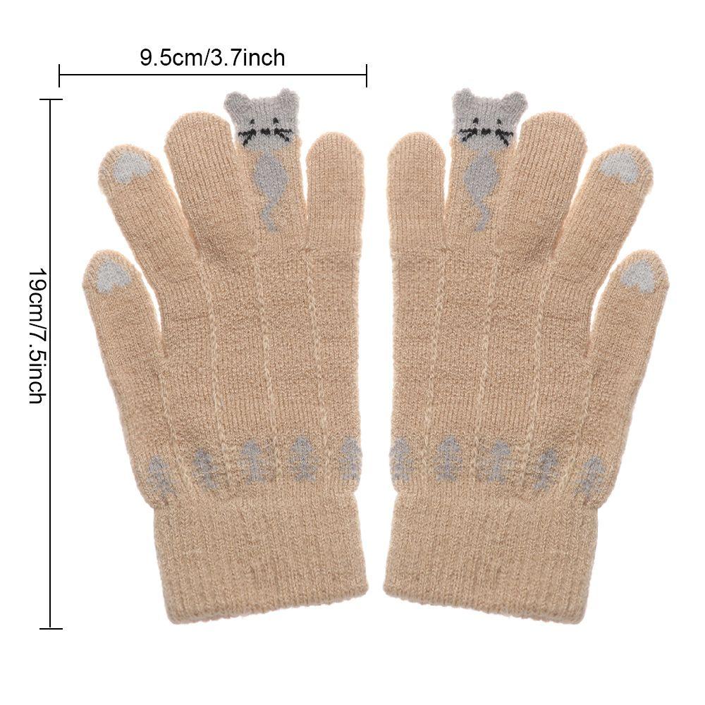 Keep Finger Warm Cute Soft Elastic Full Finger Thicken Warm Touch Screen Mittens Knitted Gloves