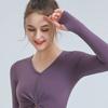 Nya Yogakläder Dam V-ringning Långärmad Tight Fitness Sporttoppar Vår och Höst Tunn Modell Löpning Snabbtorkande Kläder