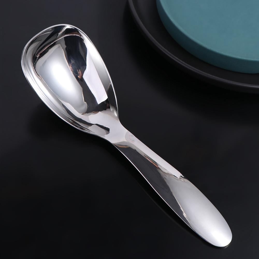 304 Stainless Steel Rice Spoon Flat Bottom Soup Spoon Tableware Serving Spoon  Buffet