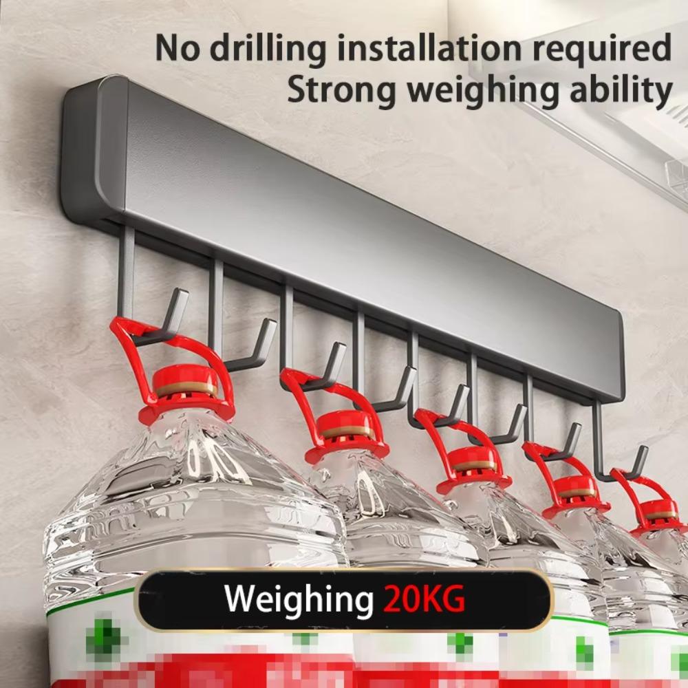 New 30/50cm Kitchen Hook Rack No Punching Space Saving Wall-mounted Hook Movable Hook Hook Rack Kitchen