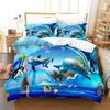Dětský kreslený povlak na přikrývku s mořskými rybami Mikrovlákno Sada ložního prádla s námořní tématikou Moře Podmořský svět Povlak na přikrývku Queen Pro kluky a holky