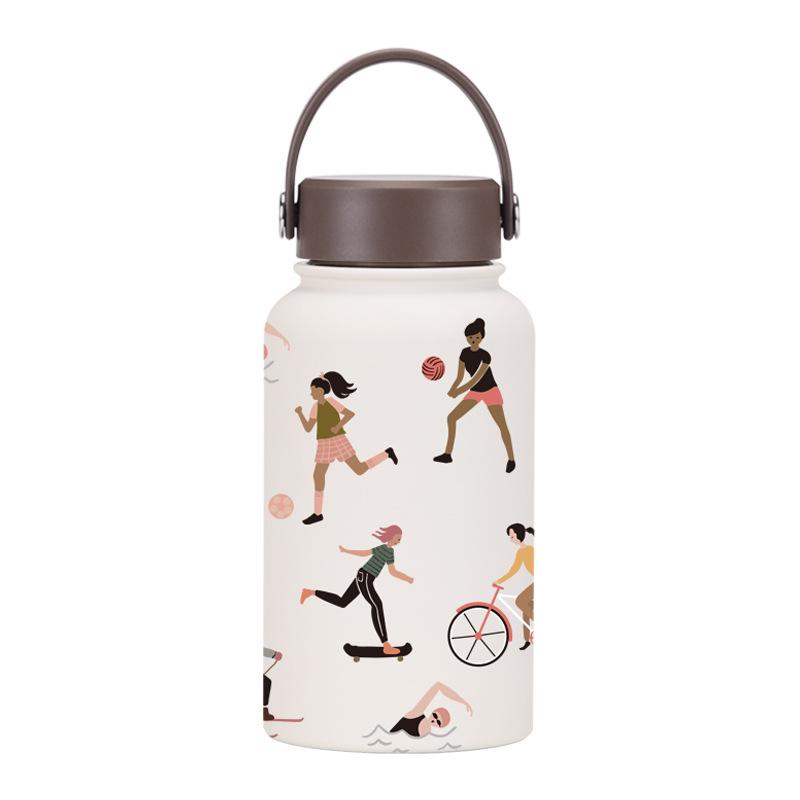 650Ml Thermos Cup Wide Mouth Portable Vacuum Children'S Student Sports Kettle Outdoor Printing Water Cup