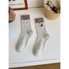 Autumn and Winter Bear Embroidered Bow Cartoon Versatile Mid-calf Socks for Women In Contrasting Colors Cute Cartoon Dot Pile Socks