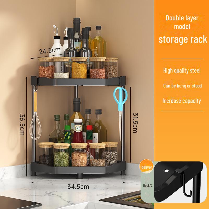 

Угловая полка для специй из черной нержавеющей стали без перфорации