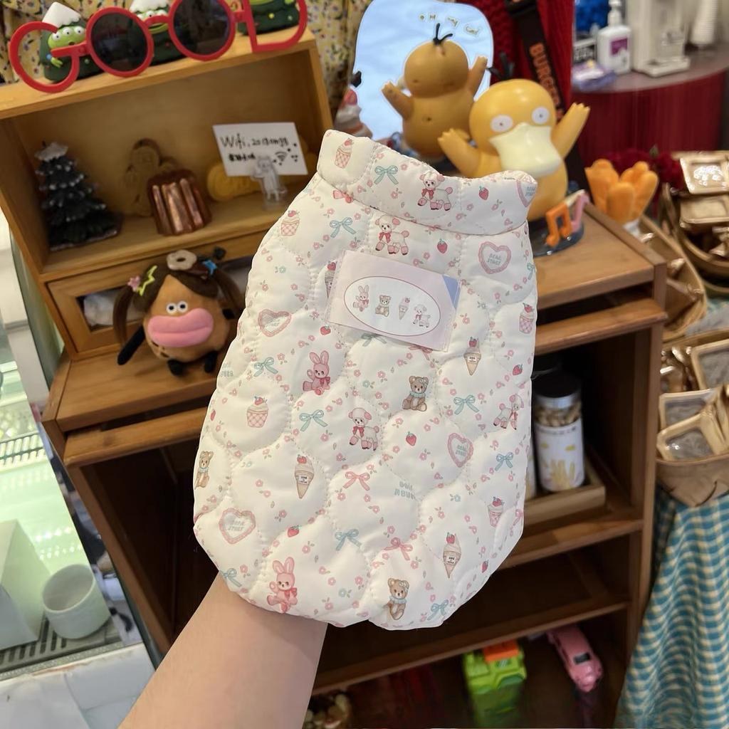 Autumn and Winter Pet Teddy Bear High Neck Dog Parkas Warm Pet Vest Jacket Cute Schnauzer Teddy Bear Cat Vest Puppy Clothes