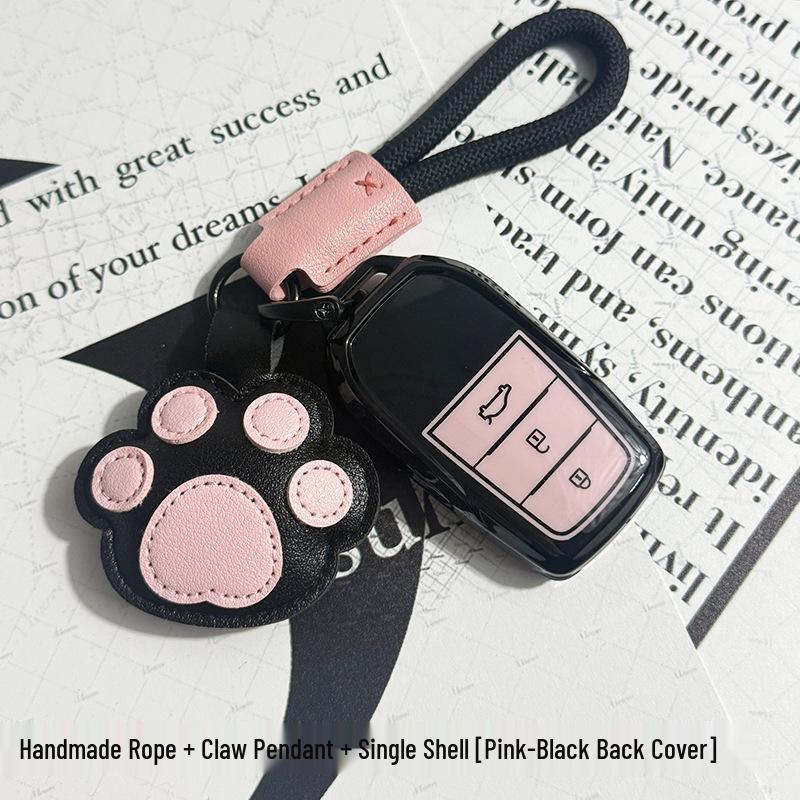 Toyota Car Key Cover - Suitable for Alphard, Corolla, Camry, Crown, RAV4 - Black/Pink