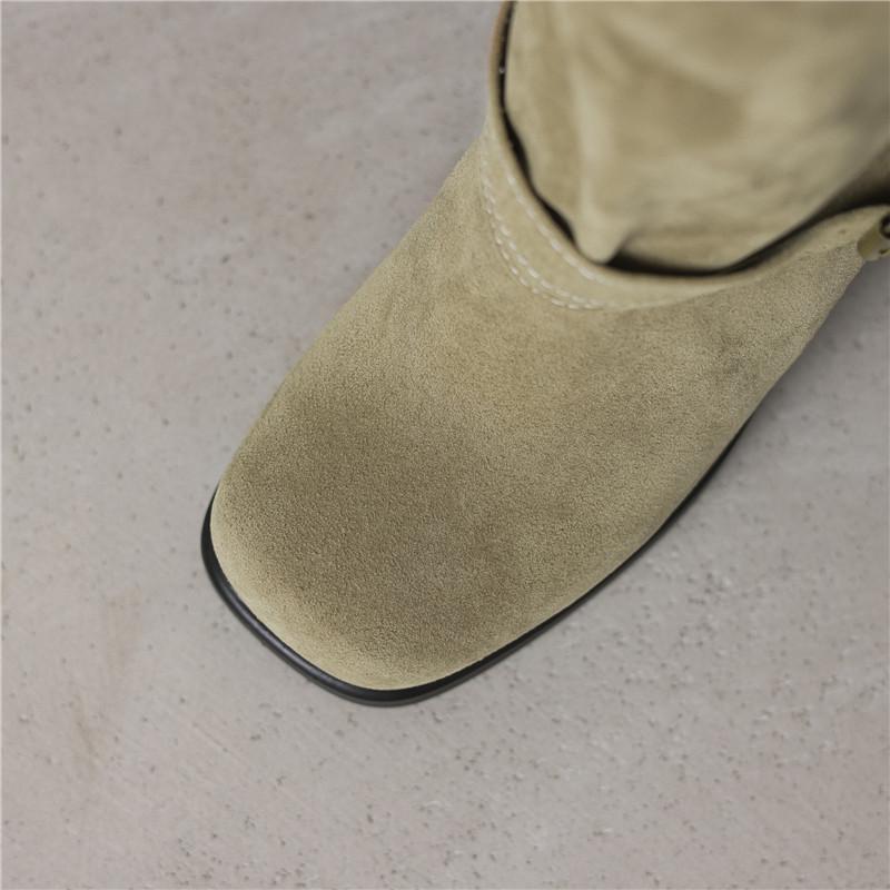 Women's High-heeled Boots Autumn and Winter New Sexy Temperament Thick Heel Square Head Large Size Medium Boots