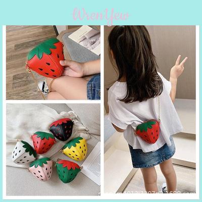 Mädchen Prinzessin PU-Leder Umhängetasche Diebstahlschutz Erdbeer-Geldbörse Niedliches Design für Kleinkinder Kinder Geschenk